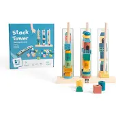 BS Toys blockset tours d'empilage 28 x 26 cm bois 55 pièces
