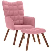 vidaXL Fauteuil relax avec pouf rose velours