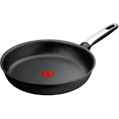 Tefal Expertise+ G3330602, ronde, poêle polyvalente, noire, en aluminium, point thermique, compatible induction, plaque vitrocéramique, halogène, gaz, électrique, vitrocéramique