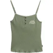 Superdry Femme Athletic Essentials Button Down Cami Top Vert Taille: 14-16