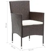 vidaXL Salon de jardin 9 pièces avec coussins Poly rotin brun