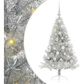 vidaXL Sapin de Noël artificiel pré-éclairé Argent 120 cm PET