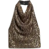 Superdry Femme Top à Sequins Col Bénitier Marron Taille: 42