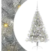 vidaXL Sapin de Noël artificiel pré-éclairé Argent 120 cm PET