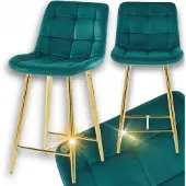 FurniTex Tabouret H1-FX en velours vert (structure dorée)