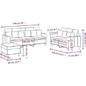 vidaXL Ensemble de canapés 3 pièces avec coussins Tissu brun