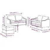 vidaXL Ensemble de canapés 3 pièces avec coussins Crème Tissu