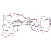 vidaXL Ensemble de canapés 3 pièces avec coussins Tissu gris foncé