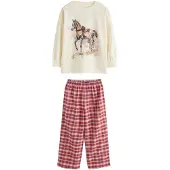 Next Pyjama écru / brun foncé / rose / rouge foncé