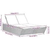 vidaXL Bain de soleil double avec coussins Beige Poly Rattan