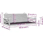 vidaXL Banc suspendu noir 109x62x40 cm Poly rotin