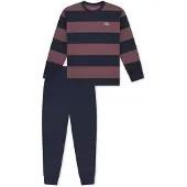 Schiesser Pyjama ' Nightwear ' bleu foncé / brun foncé