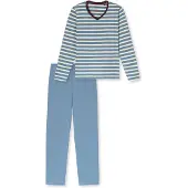 Schiesser Pyjama ' Casual Essentials ' crème / bleu
