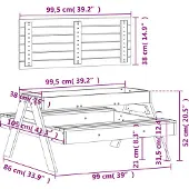 vidaXL Table de pique-nique avec bac à sable pour enfants Pin massif