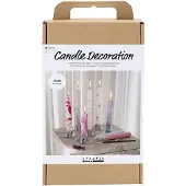 Creativ Company Kit créatif de décoration de bougies, bougies pointues décorées, blanches,