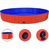 vidaXL Piscine pliable pour chien , rouge, 300 x 40 cm, PVC