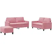vidaXL Ensemble de canapés 3 pièces avec coussins Rose velours