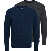 Jack & Jones Pull-over 'JJEBASIC' marine / gris foncé