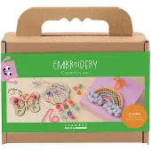 Creativ Company Mini-kit de loisirs créatifs : Broderie – Papillon, coquillage et arc-en-ciel