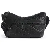 Lacoste Cuir sac à épaule bandoulière Reporter Bag Noir