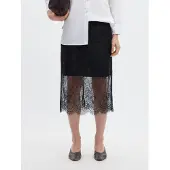 Selected Dentelle Jupe Mi-longue Femme Le noir XS
