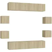 vidaXL Ensemble d'armoires TV 8 pièces en bois composite chêne Sonoma