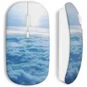 MANIACASE Souris sans fil - Nuages - Blanc - Compatible Mac et PC - Clé USB wifi incluse - Technologie sans fil