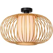 Lucide THULINE – Plafonnier à encastrer, design plat – Ø 45 cm – 1xE27 – Aspect bois clair | Collection Essential