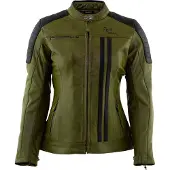 Rusty Stitches Alice, veste en cuir pour femmes ,Vert Foncé/Noir ,38