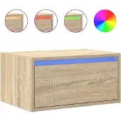 vidaXL Table de chevet murale avec lumières LED chêne sonoma