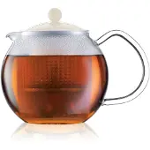 Bodum Théiere A Piston Avec Anse, Couvercle Et Filtre Assam 0,5 L Blanc Creme Et Transparent