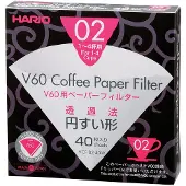 Hario Filtres caf en papier V60 taille 02 blanc, 40 unit s en bo te