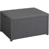 Allibert Arica Storebox Table avec fonction coffre à coussins en rotin, anthracite