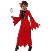 Atosa Costume De Fille Enfant Démon Avec Robe Et Cornes