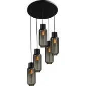 Masterlight Lampe à suspension Lett ll Verre fumé à 5 lumières