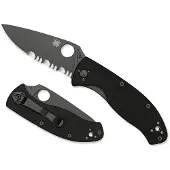 Spyderco Couteau pliant Tenacious, noir, lame à dents