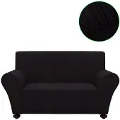 vidaXL Housse extensible de canapé Noir Jersey de polyester