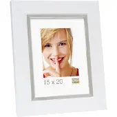 Deknudt Cadre photo en blanc avec bordure argentée 15x15 S41NK1