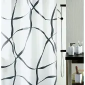Spirella Rideau de douche - 180 x 200 cm - Noir et Blanc - Polyester - Ribbon