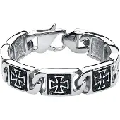 EtNox hard and heavy Bracelet de - Iron Cross - pour Homme - couleur argent - Taille Standard