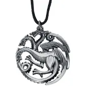Noble Collection Le Trône De Fer Pendentif Avec Chaînette Targaryen Sigil Costume