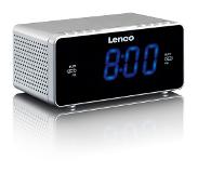 Lenco Radio réveil FM USB Argenté