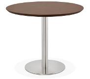 Alterego Petite table de bureau / à diner ronde 'INDIANA' en bois finition Noyer - Ø 90 cm