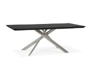 Alterego Table à manger design 'WALABY' en bois noir avec pied central en métal - 200x100 cm