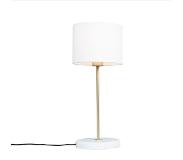QAZQA Lampe de table en laiton avec abat-jour blanc 20 cm - Kaso
