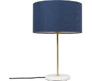 QAZQA Lampe de table en laiton avec abat-jour bleu 35 cm - Kaso
