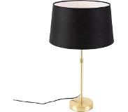 QAZQA Lampe de table or / laiton avec abat-jour en lin noir 35 cm - Parte