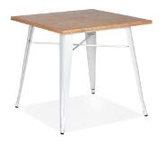Alterego Table carrée style industriel 'MARCUS' en bois clair et pieds en métal blanc - 76x76 cm