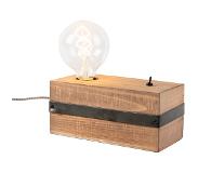 QAZQA Lampe de table industrielle en bois - Reena