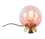 QAZQA Lampe de table Art Déco en laiton avec verre rose - Pallon
